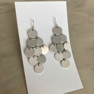 Modern silver tone dangling earrings
